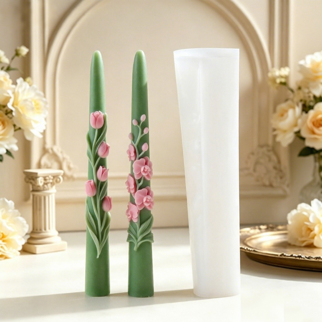 Candle Making Course - قالب سيليكون لصنع شموع الزهور الطويلة