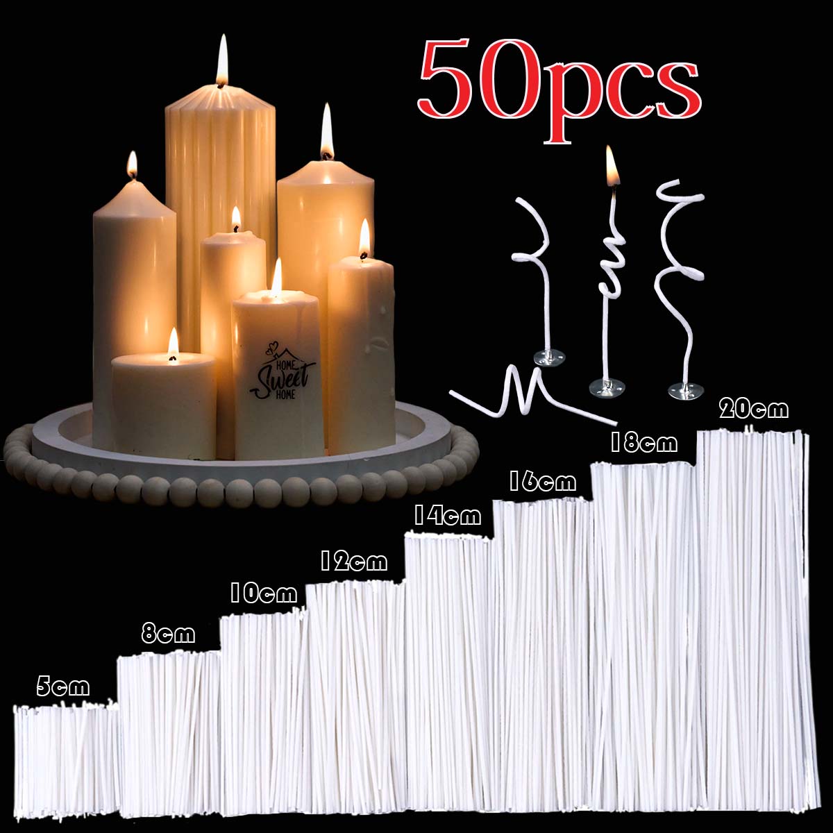Candle Making Instructions - 50 قطعة 5-20 سنتيمتر شمعة الفتائل