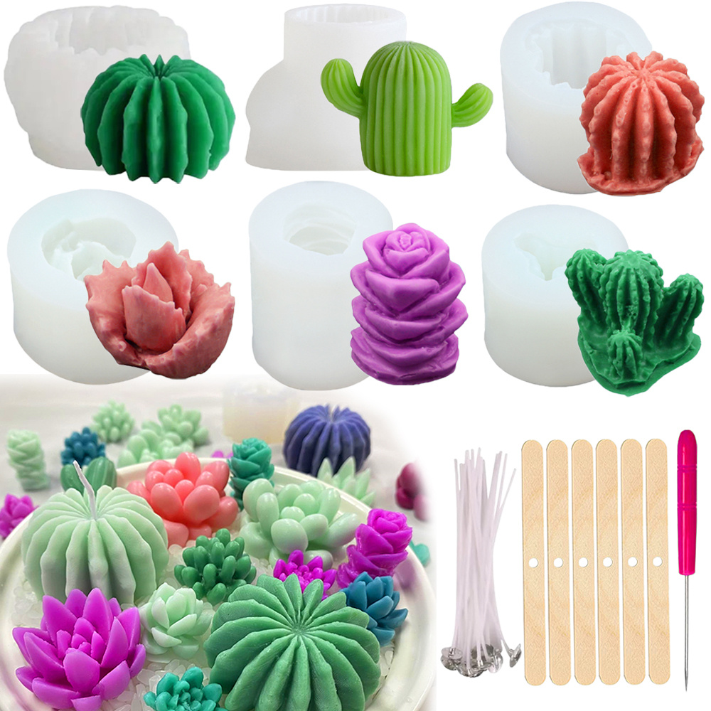 Candle Making Course - 6 قطعة قوالب شموع سيليكون عصارية