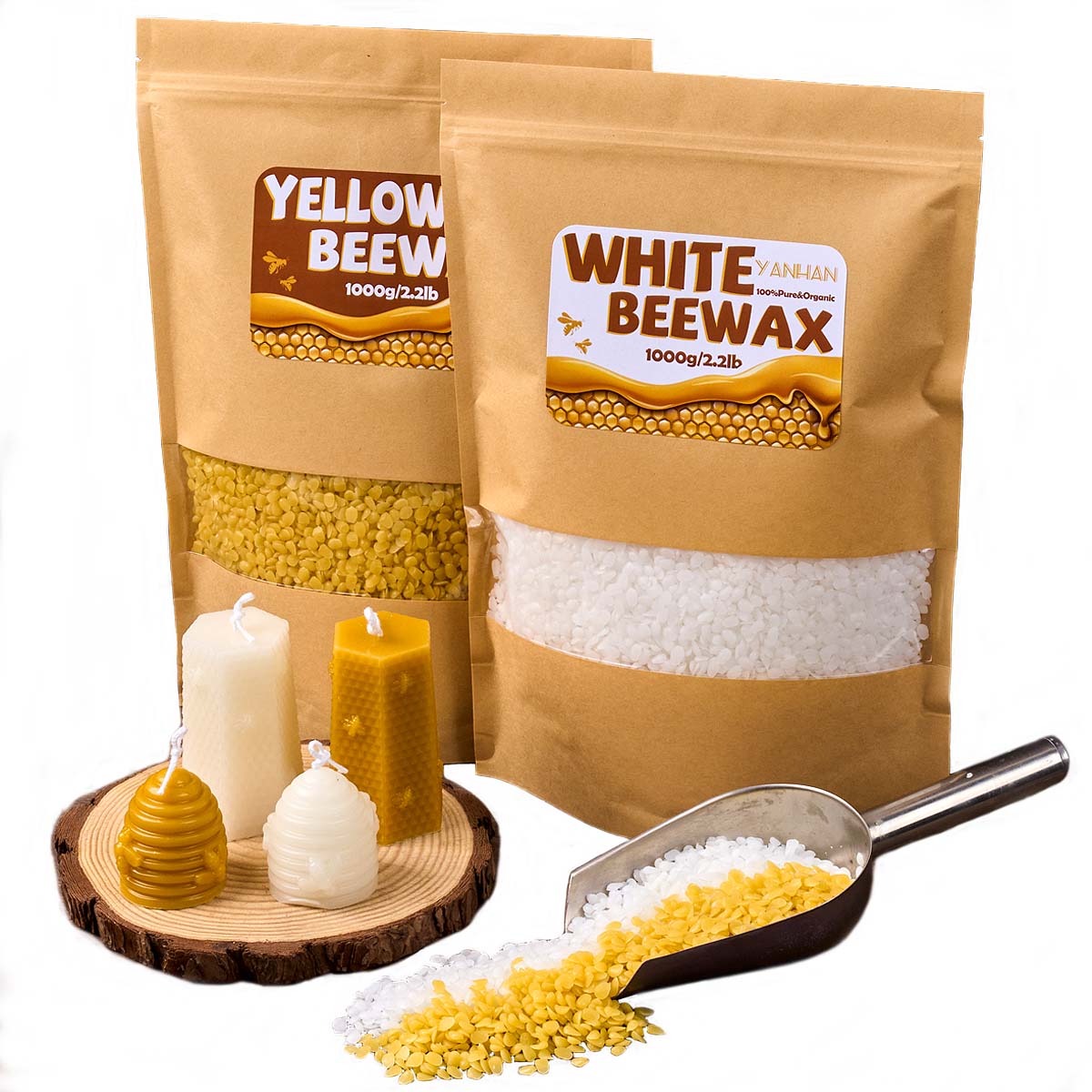 1000 جرام حبيبي طبيعي نقي أبيض - مراجعة Candle Making Kit Beeswax وسعره