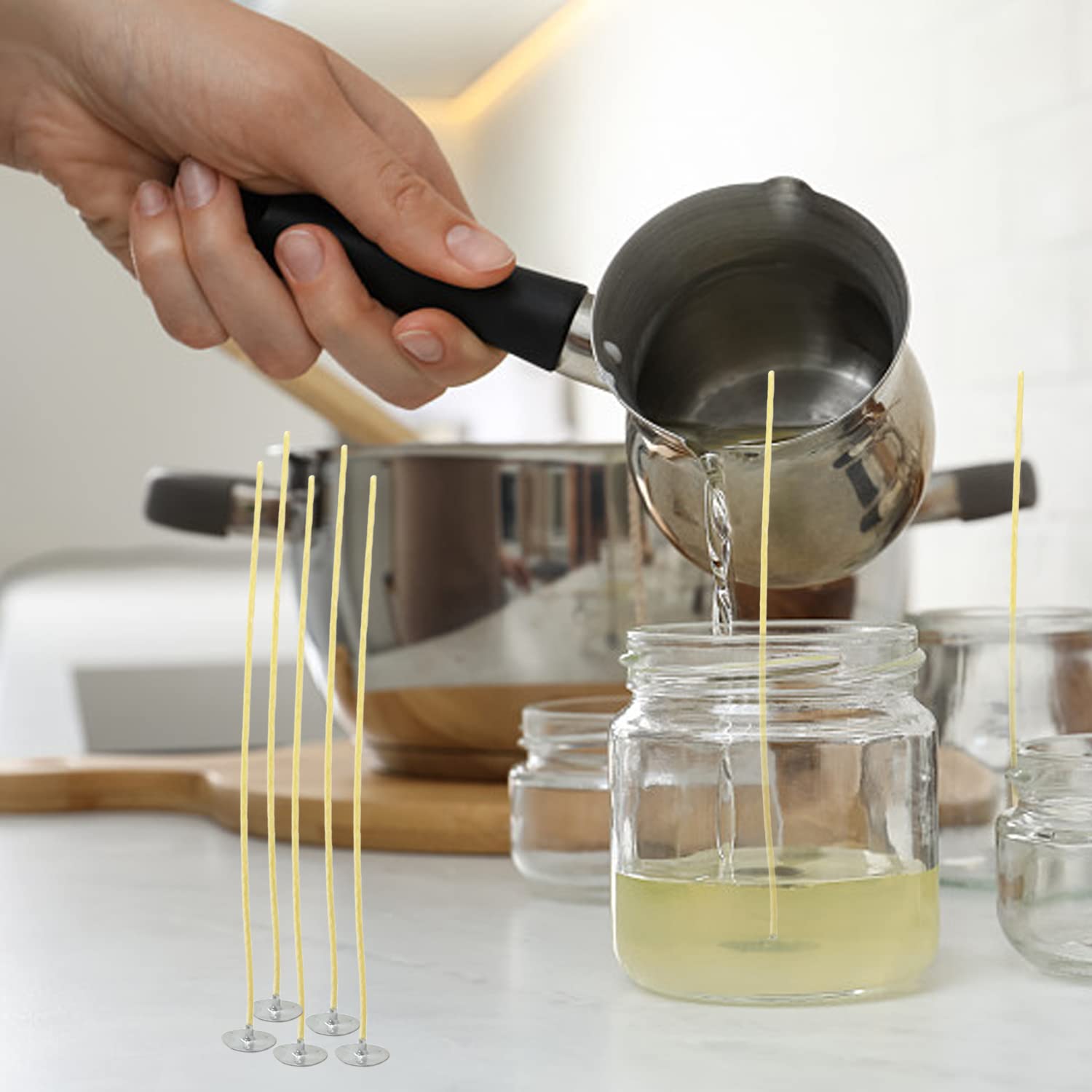 100 قطعة شمع العسل شمعة الفتائ - مراجعة Candle Making Kit Beeswax وسعره