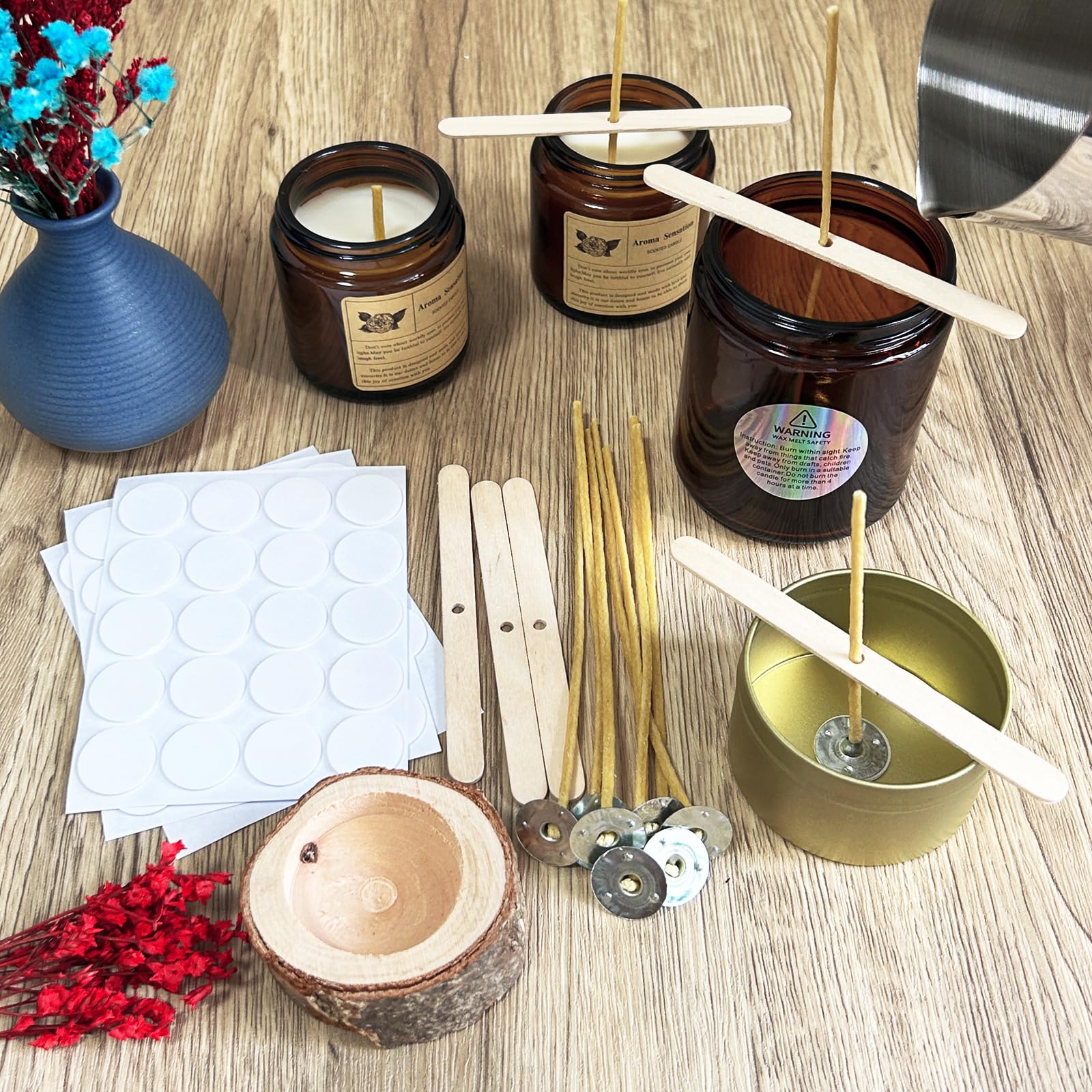 100 قطعة شمع العسل شمعة الفتائ - مراجعة Candle Making Kit Beeswax وسعره